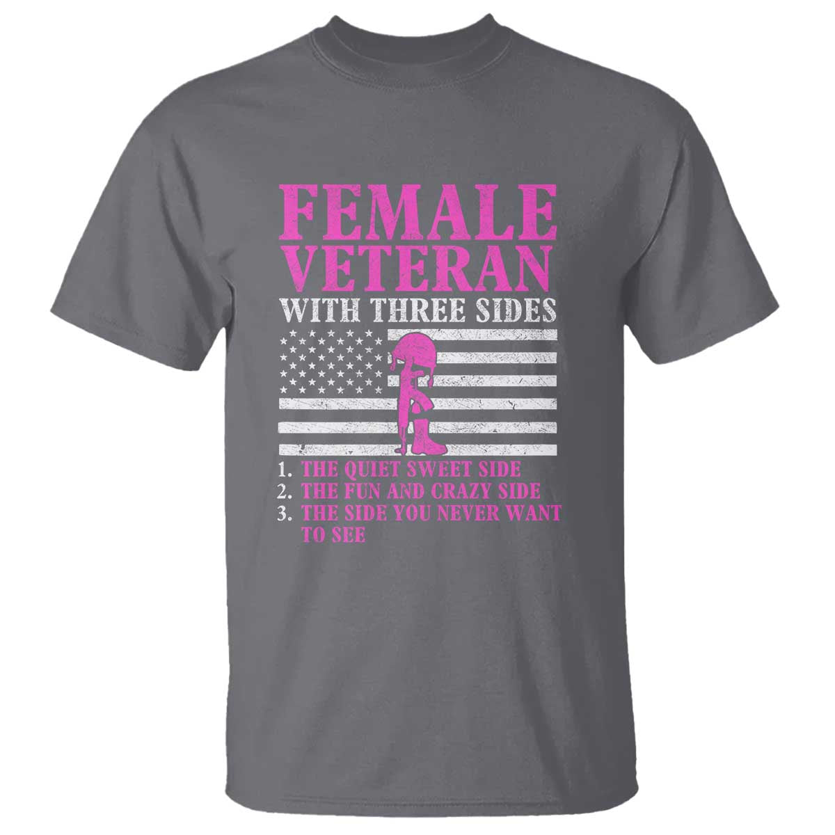 Female Veteran T Shirt - Three Sides: Veteran, Mother, Grandma - Proud Women's Military - Wonder Print Shop