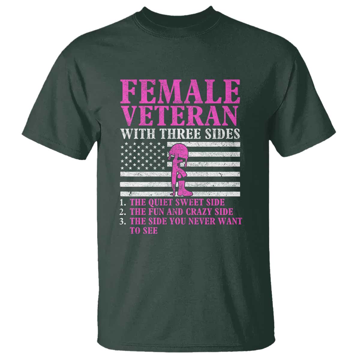 Female Veteran T Shirt - Three Sides: Veteran, Mother, Grandma - Proud Women's Military - Wonder Print Shop