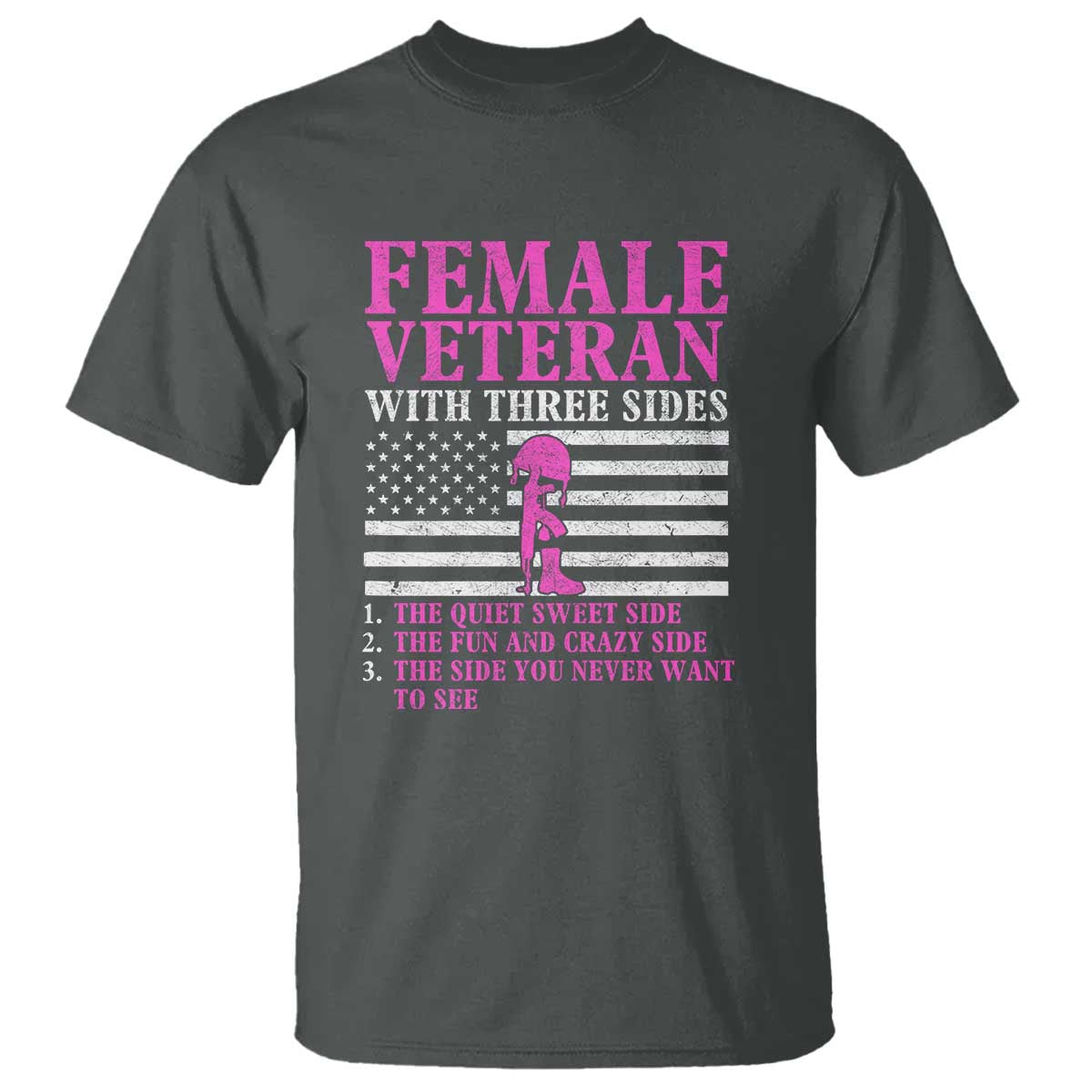 Female Veteran T Shirt - Three Sides: Veteran, Mother, Grandma - Proud Women's Military - Wonder Print Shop
