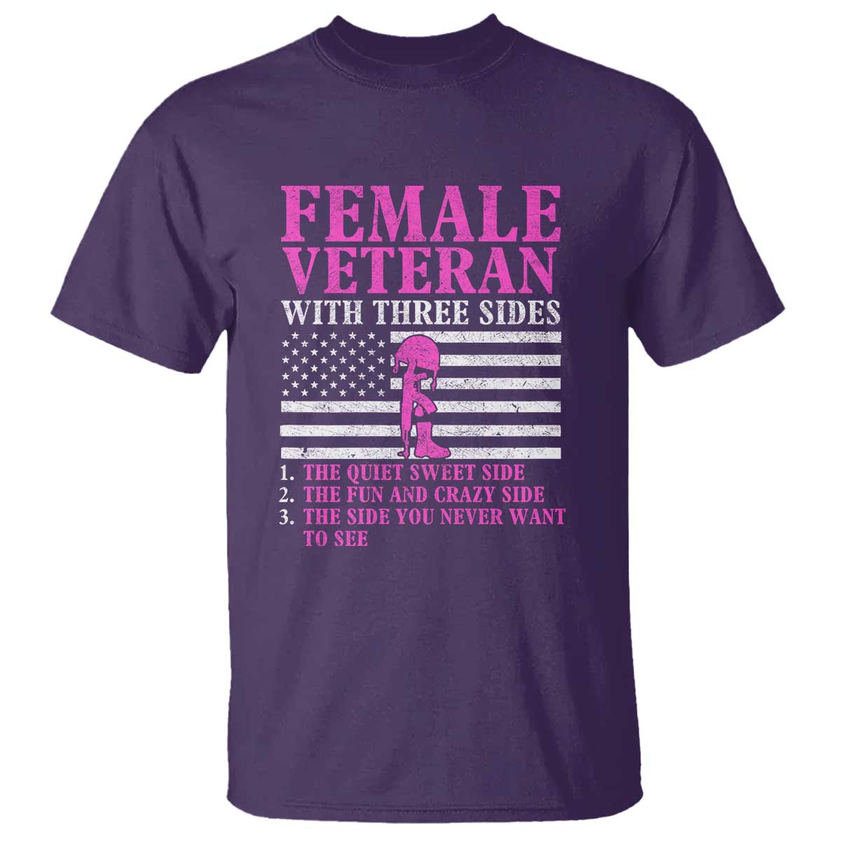Female Veteran T Shirt - Three Sides: Veteran, Mother, Grandma - Proud Women's Military - Wonder Print Shop