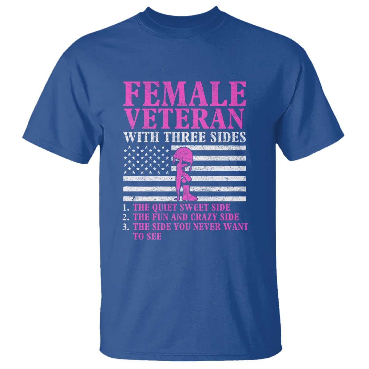 Female Veteran T Shirt - Three Sides: Veteran, Mother, Grandma - Proud Women's Military - Wonder Print Shop