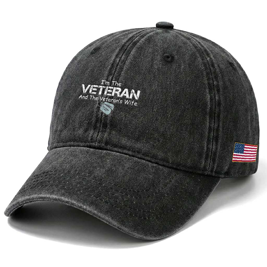 I'm the Veteran and the Veteran's Wife Washed Cotton Baseball Cap Proud Military Wife Women Veteran