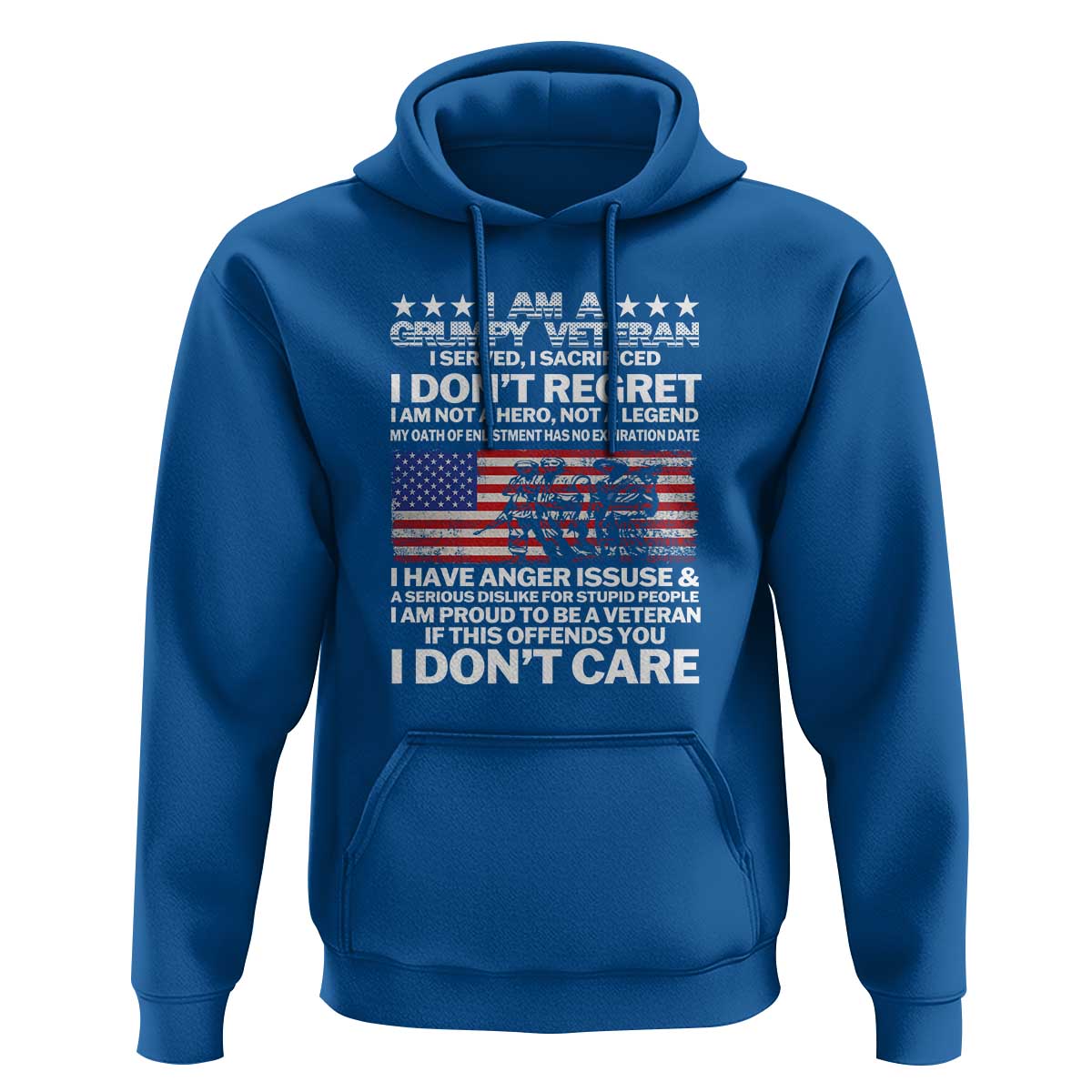 I Am a Grumpy Veteran Hoodie Proud Military Veteran - Don't Care Patriotic
