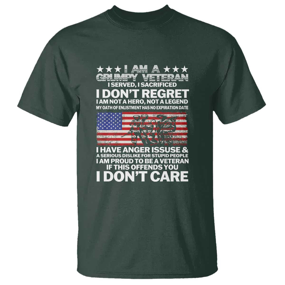 I Am a Grumpy Veteran T Shirt Proud Military Veteran - Don't Care Patriotic - Wonder Print Shop