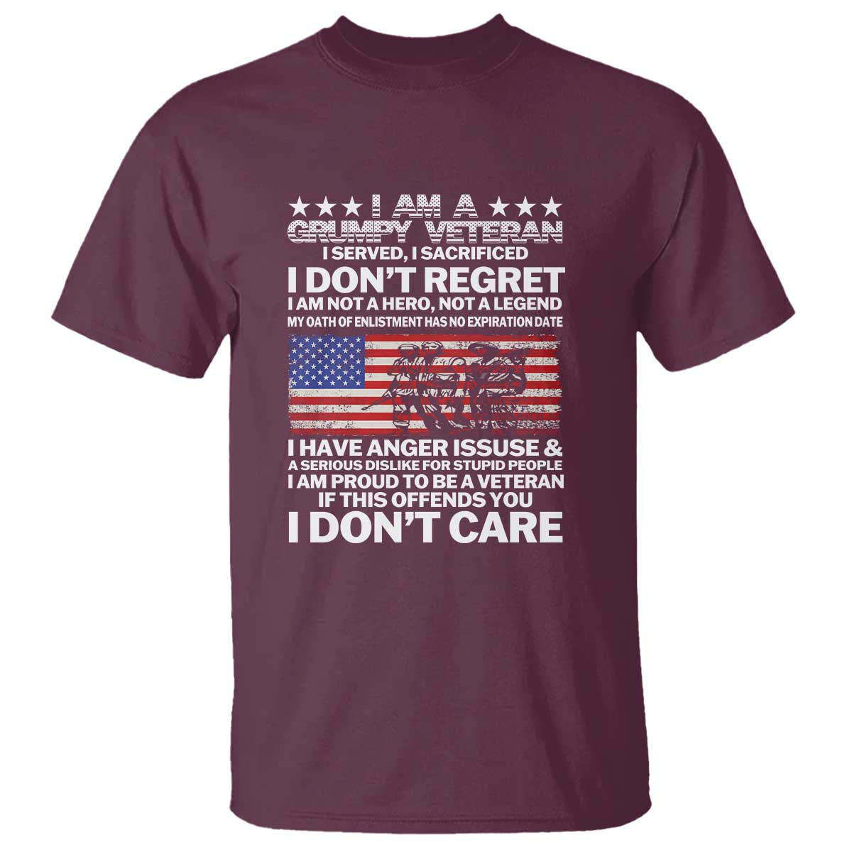 I Am a Grumpy Veteran T Shirt Proud Military Veteran - Don't Care Patriotic - Wonder Print Shop