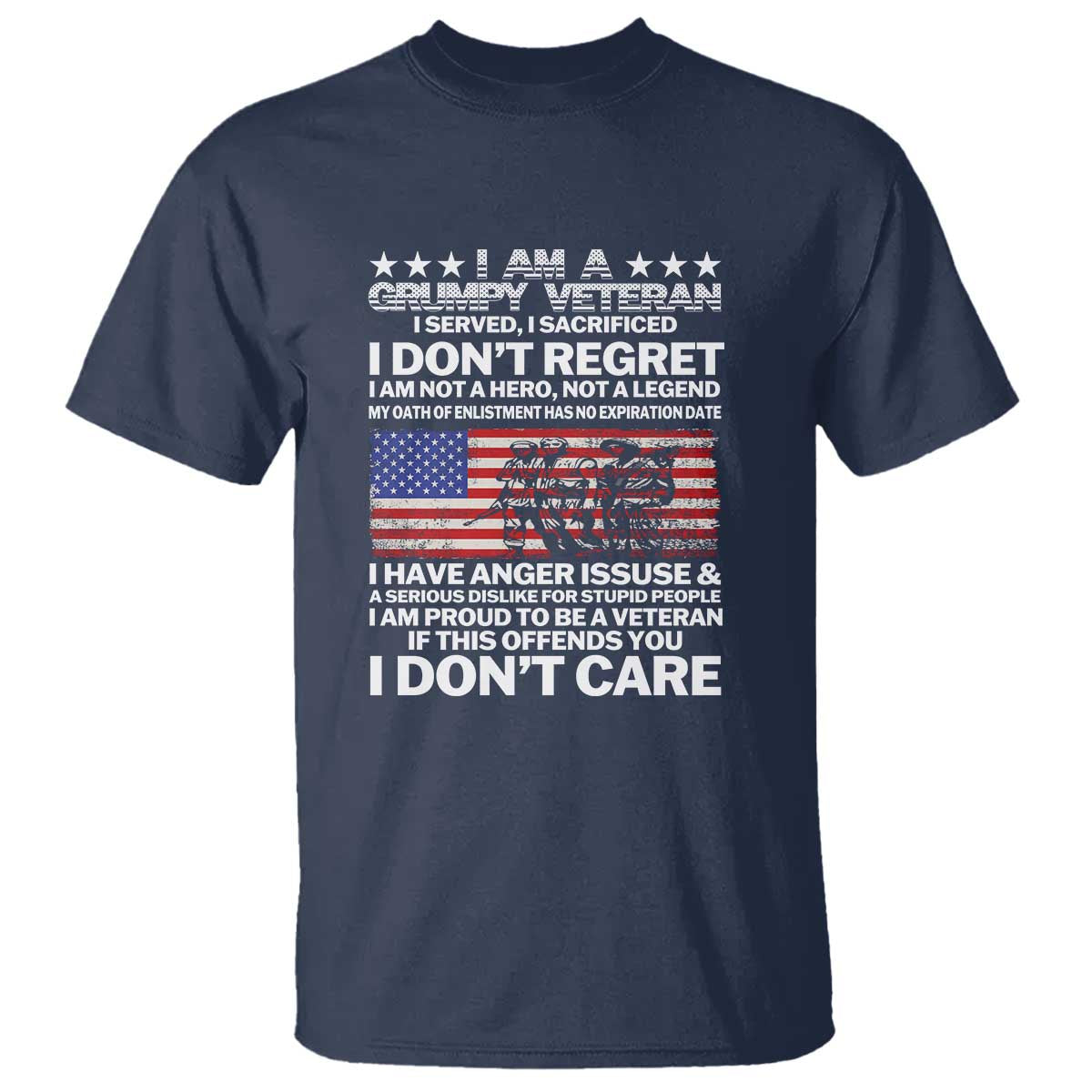 I Am a Grumpy Veteran T Shirt Proud Military Veteran - Don't Care Patriotic - Wonder Print Shop