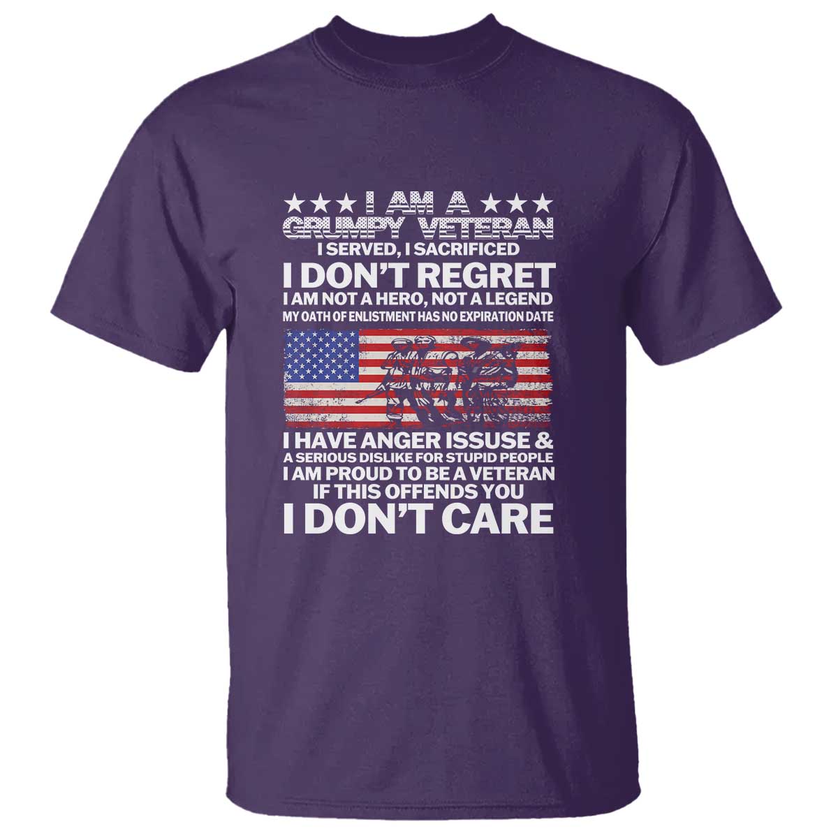 I Am a Grumpy Veteran T Shirt Proud Military Veteran - Don't Care Patriotic - Wonder Print Shop