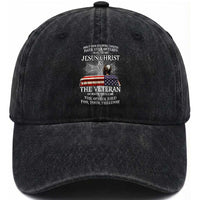 Two Defining Forces Have Ever Offered to Die for You - Military Veteran & Jesus Tribute Washed Cotton Baseball Cap