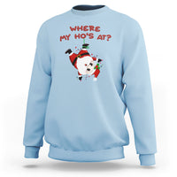 Funny Christmas Santa Claus Sweatshirt Where My Ho's At? - Wonder Print Shop