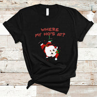 Funny Christmas Santa Claus T Shirt Where My Ho's At? - Wonder Print Shop