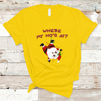 Funny Christmas Santa Claus T Shirt Where My Ho's At? - Wonder Print Shop
