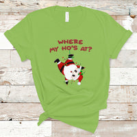 Funny Christmas Santa Claus T Shirt Where My Ho's At? - Wonder Print Shop
