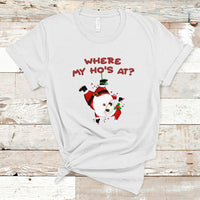 Funny Christmas Santa Claus T Shirt Where My Ho's At? - Wonder Print Shop
