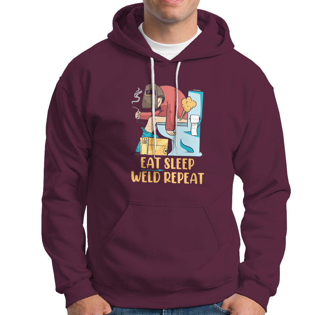 Eat Sleep Weld Repeat Funny Welder Hoodie - Wonder Print Shop