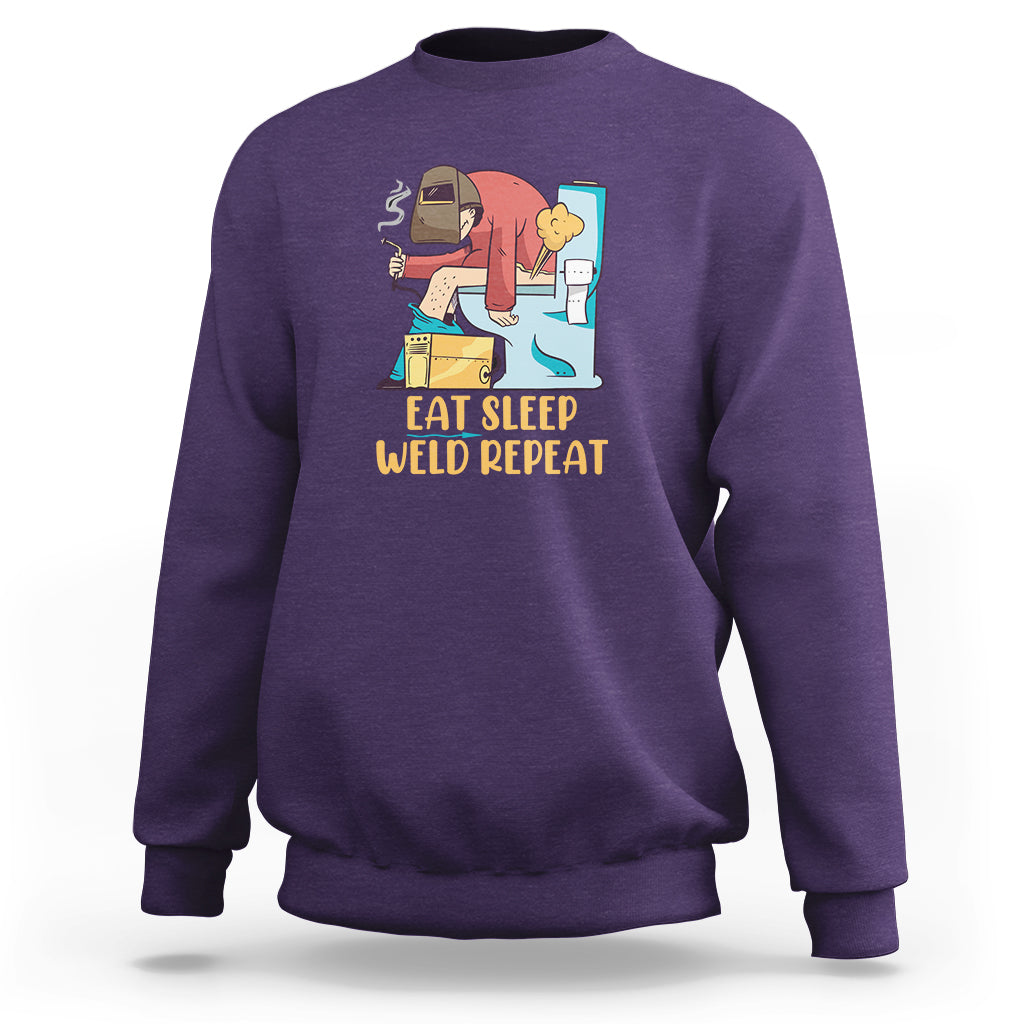 Eat Sleep Weld Repeat Funny Welder Sweatshirt - Wonder Print Shop