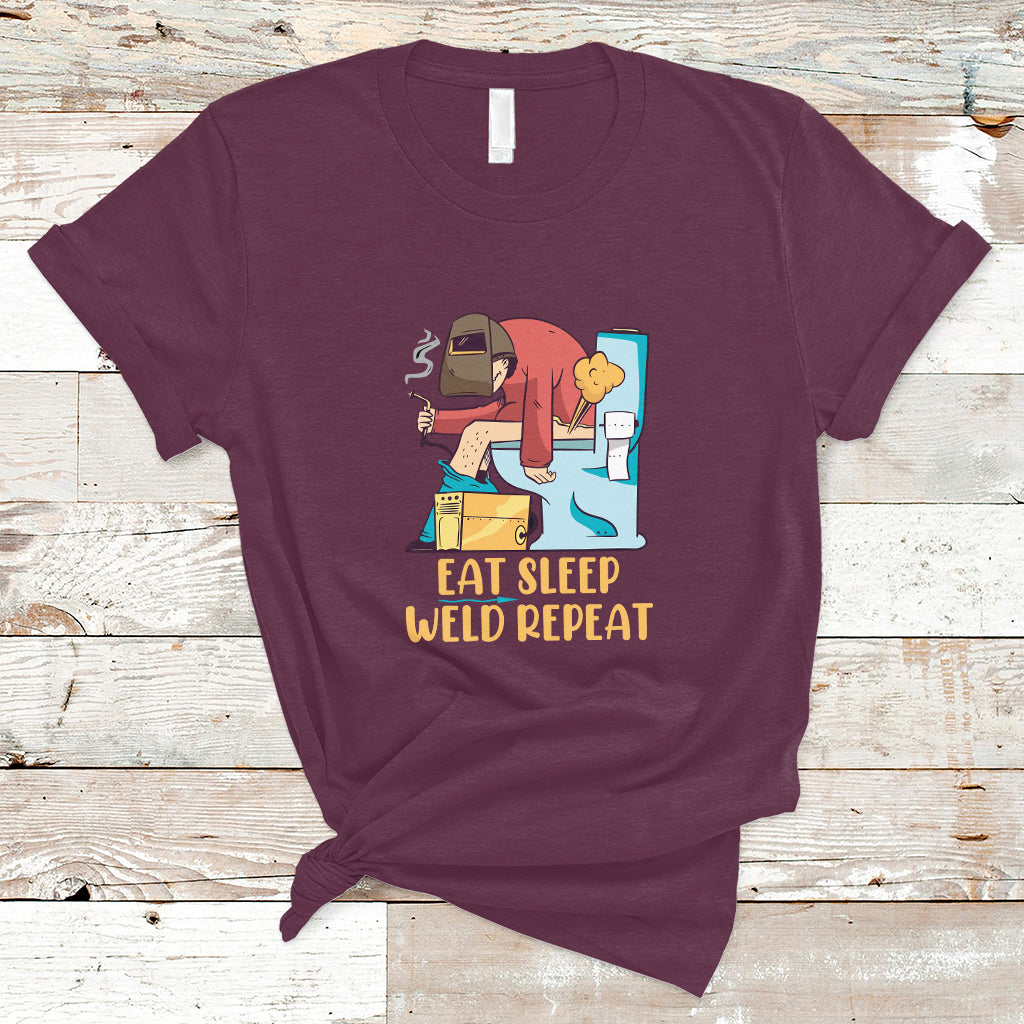 Eat Sleep Weld Repeat Funny Welder T Shirt - Wonder Print Shop