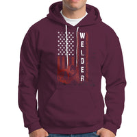 Welder Hoodie Vintage American Flag Patriotic Welding - Wonder Print Shop