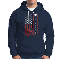 Welder Hoodie Vintage American Flag Patriotic Welding - Wonder Print Shop