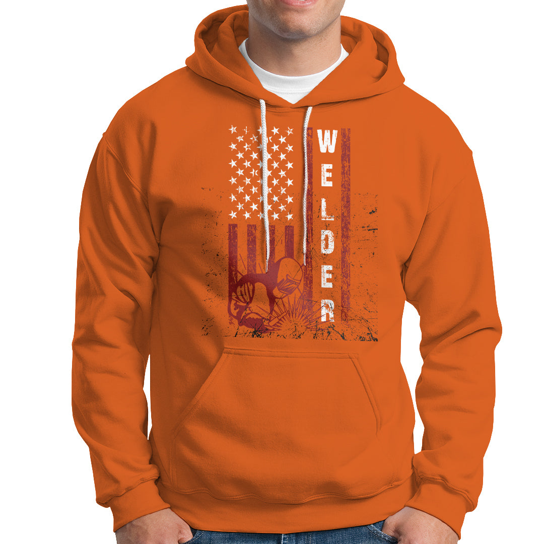 Welder Hoodie Vintage American Flag Patriotic Welding - Wonder Print Shop