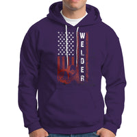 Welder Hoodie Vintage American Flag Patriotic Welding - Wonder Print Shop
