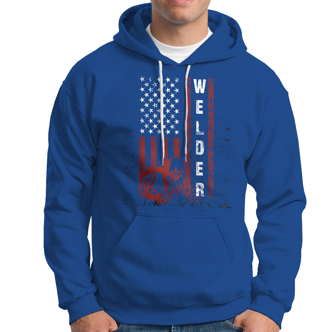 Welder Hoodie Vintage American Flag Patriotic Welding - Wonder Print Shop