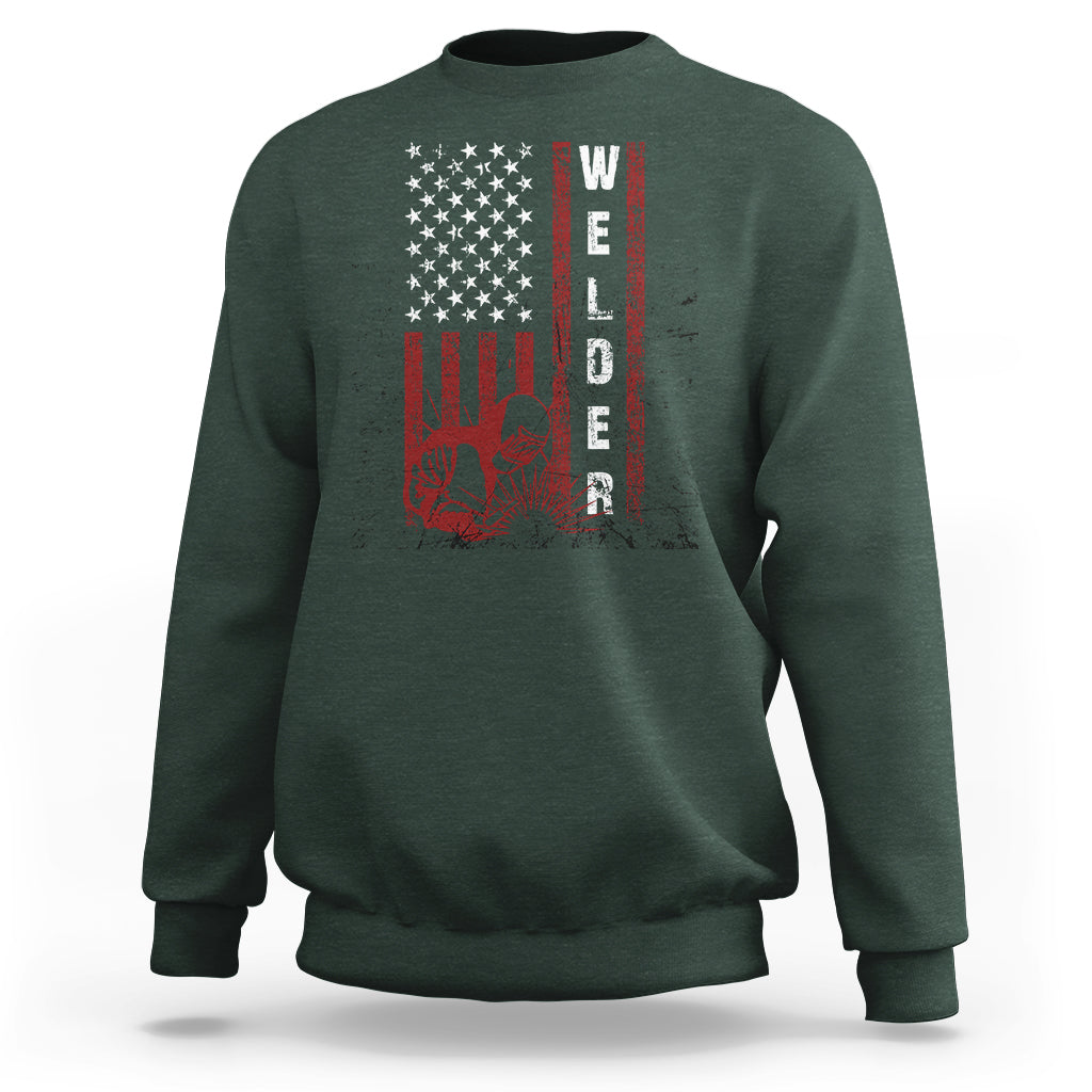 Welder Sweatshirt Vintage American Flag Patriotic Welding - Wonder Print Shop