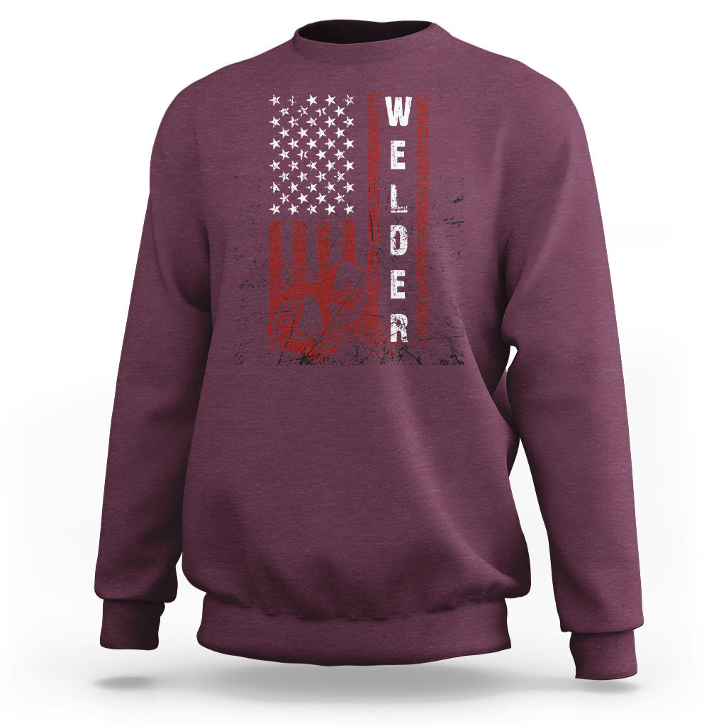 Welder Sweatshirt Vintage American Flag Patriotic Welding - Wonder Print Shop