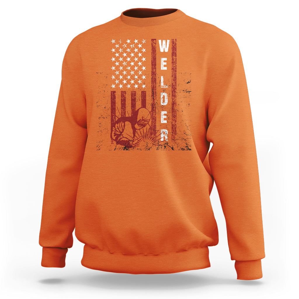 Welder Sweatshirt Vintage American Flag Patriotic Welding - Wonder Print Shop