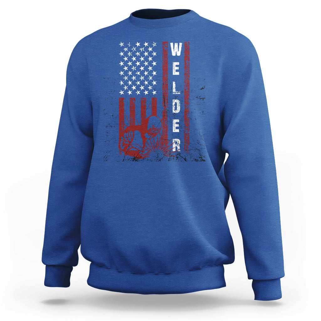 Welder Sweatshirt Vintage American Flag Patriotic Welding - Wonder Print Shop