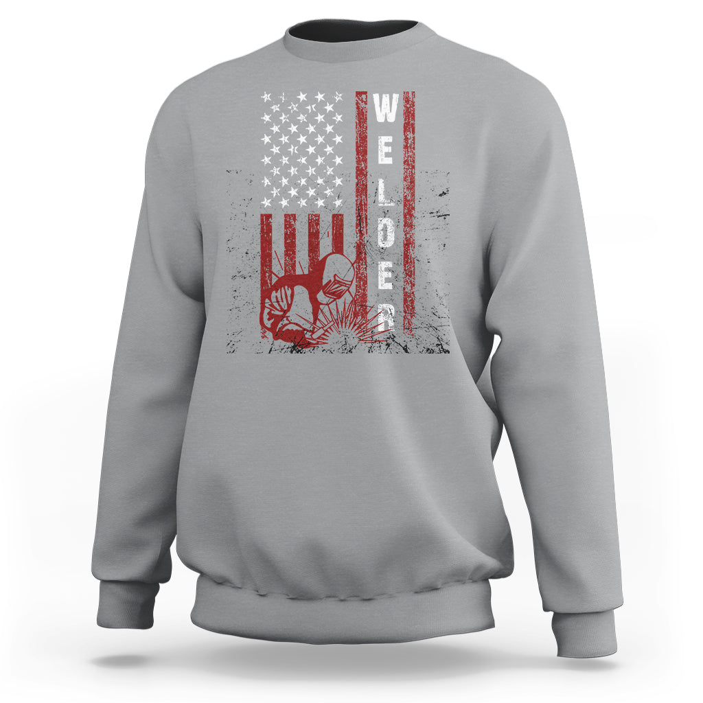 Welder Sweatshirt Vintage American Flag Patriotic Welding - Wonder Print Shop