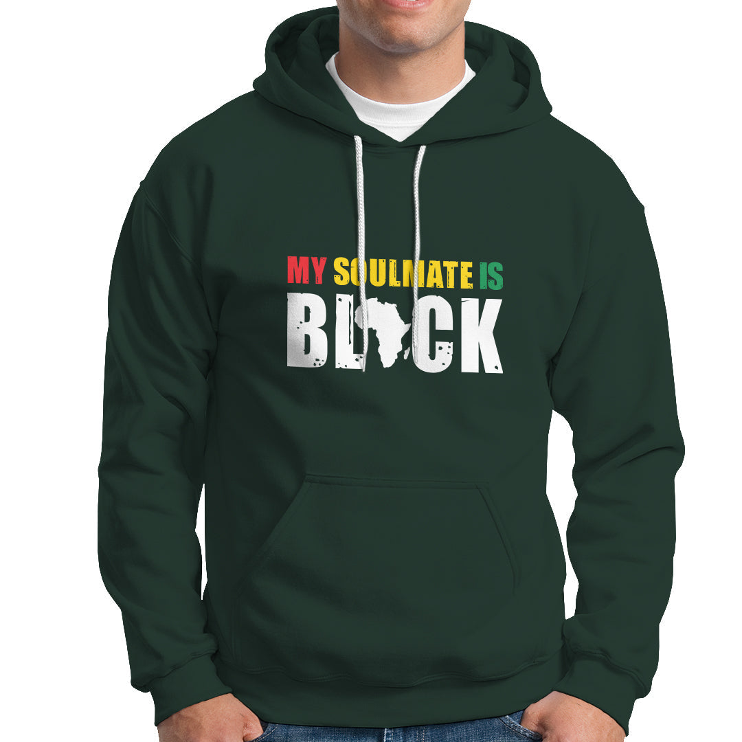 Dark forest green pullover hoodie with drawstring hood, kangaroo pocket, and graphic chest print