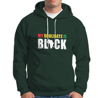 Dark forest green pullover hoodie with drawstring hood, kangaroo pocket, and graphic chest print