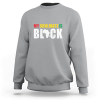 Sport gray sweatshirt with front graphic text "MY SOULMATE IS BLACK"