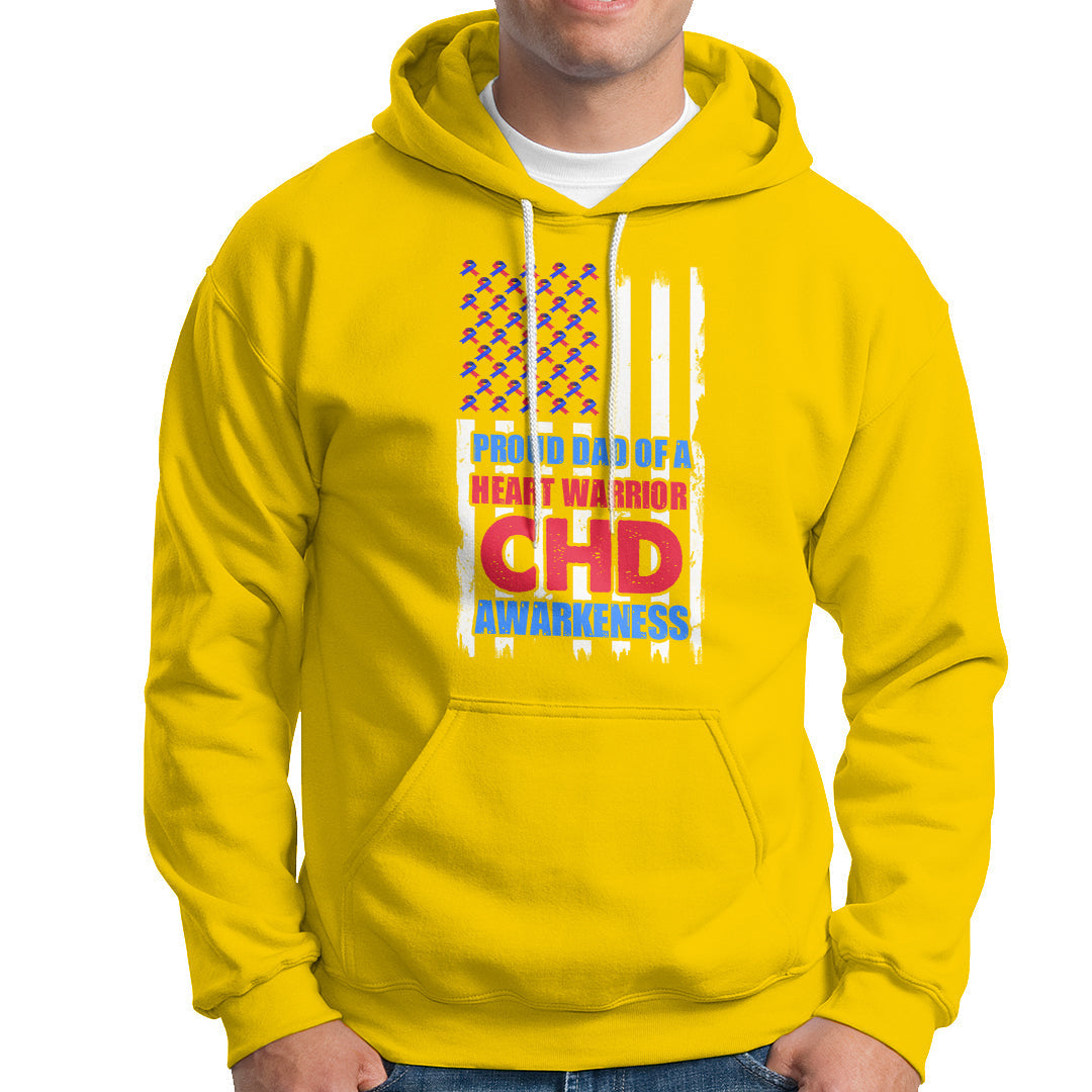 Proud Dad Of A Heart Warrior CHD Awareness Hoodie - Wonder Print Shop