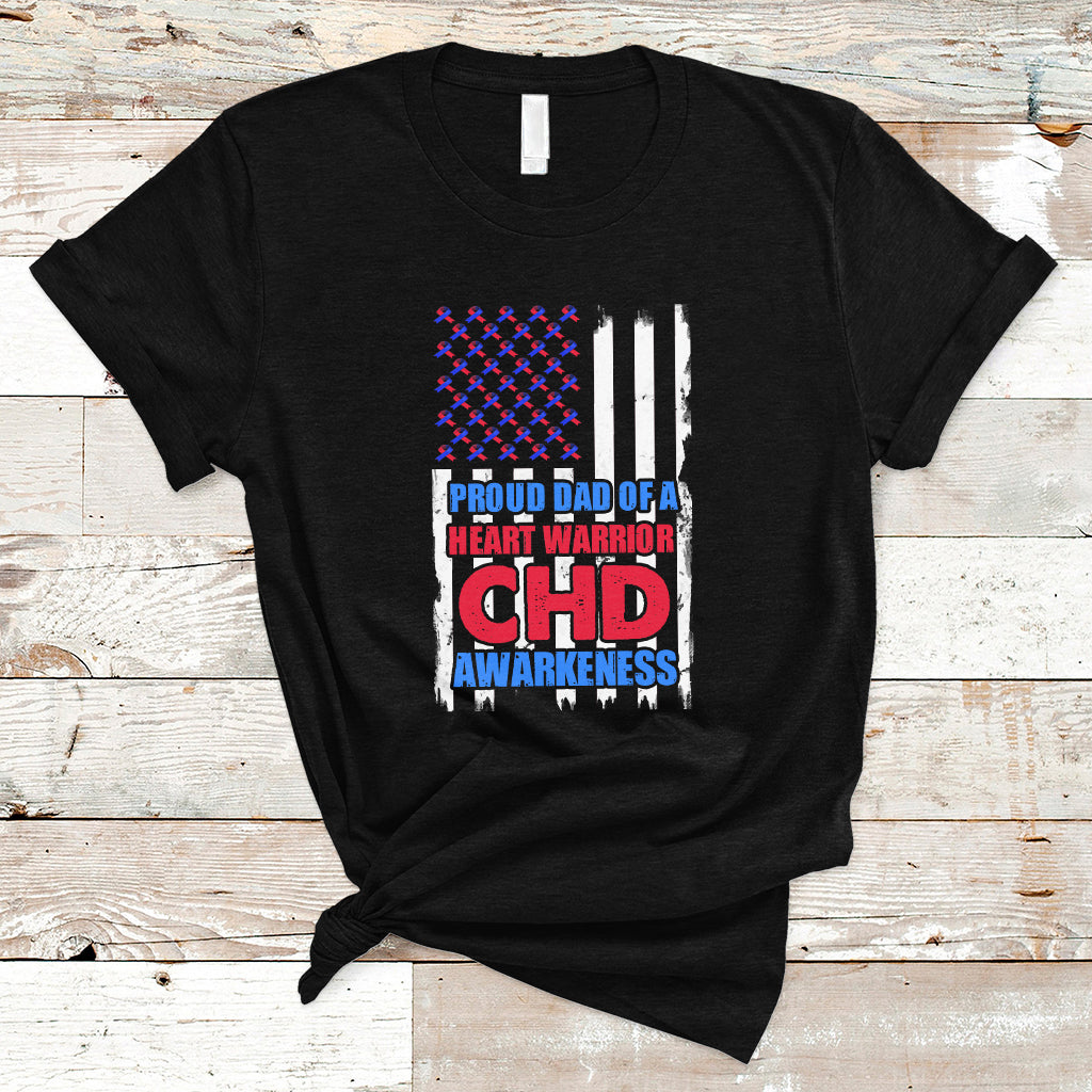 Proud Dad Of A Heart Warrior CHD Awareness T Shirt - Wonder Print Shop