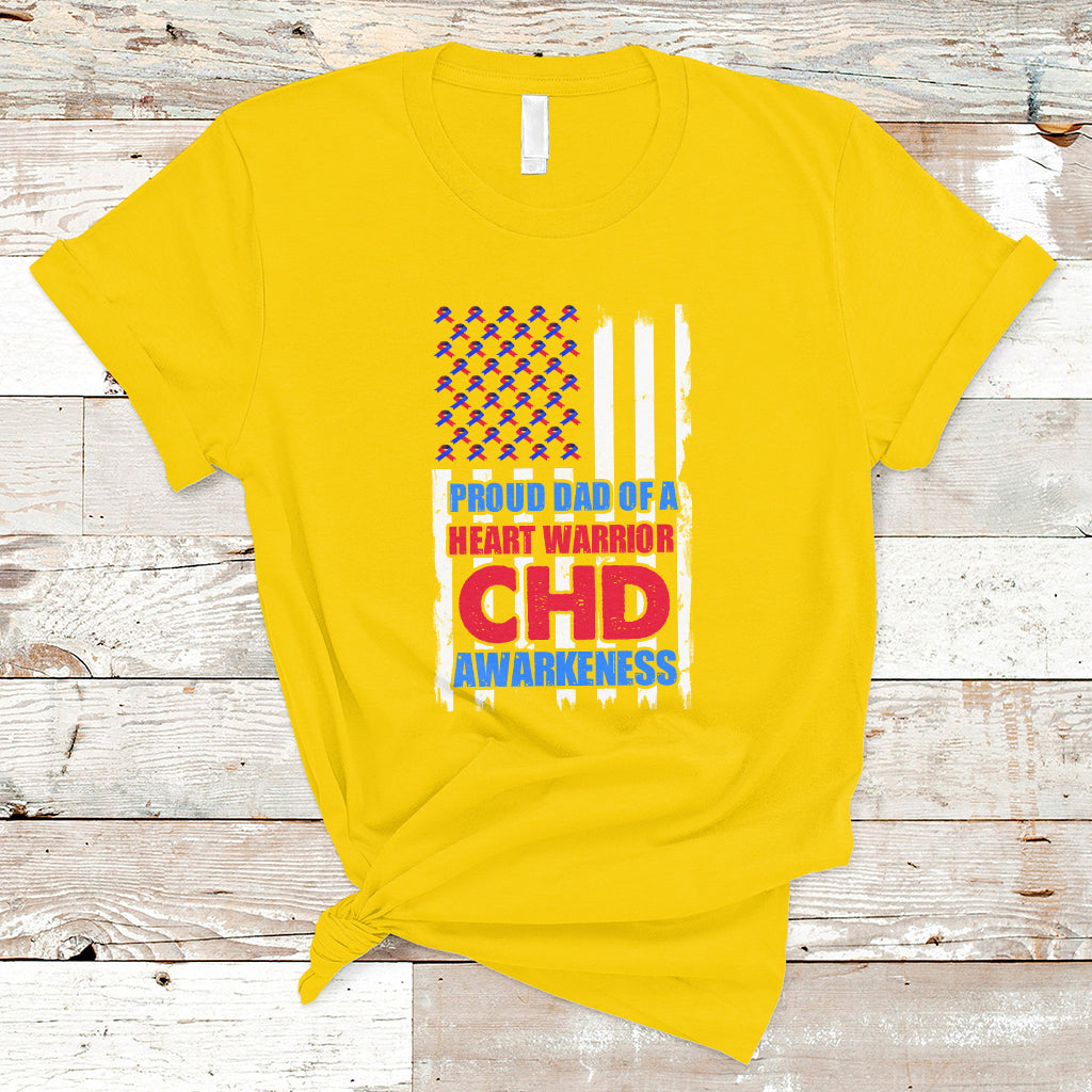 Proud Dad Of A Heart Warrior CHD Awareness T Shirt - Wonder Print Shop