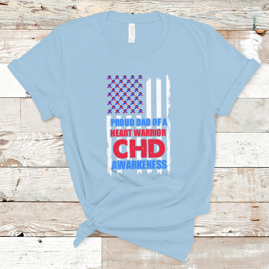 Proud Dad Of A Heart Warrior CHD Awareness T Shirt - Wonder Print Shop
