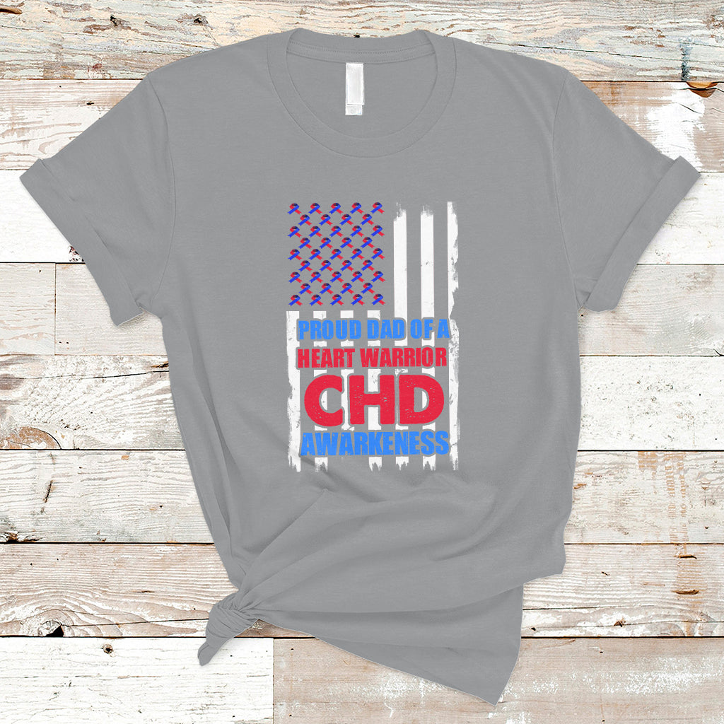 Proud Dad Of A Heart Warrior CHD Awareness T Shirt - Wonder Print Shop