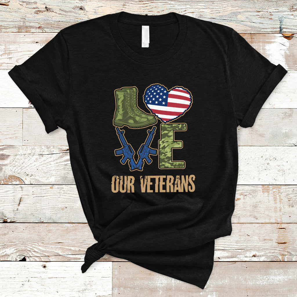 Veterans Day T Shirt I Love Our Veterans - Wonder Print Shop