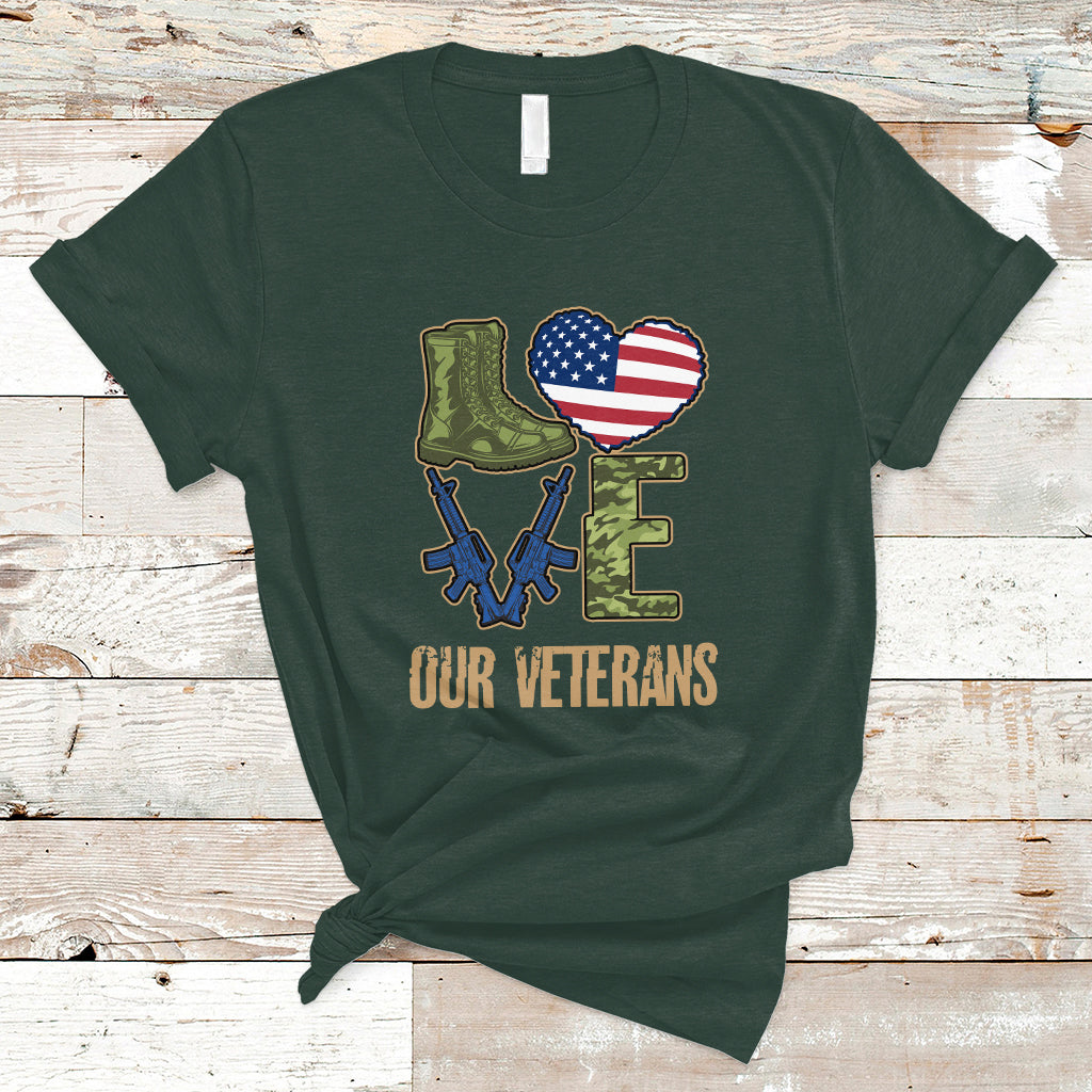Veterans Day T Shirt I Love Our Veterans - Wonder Print Shop