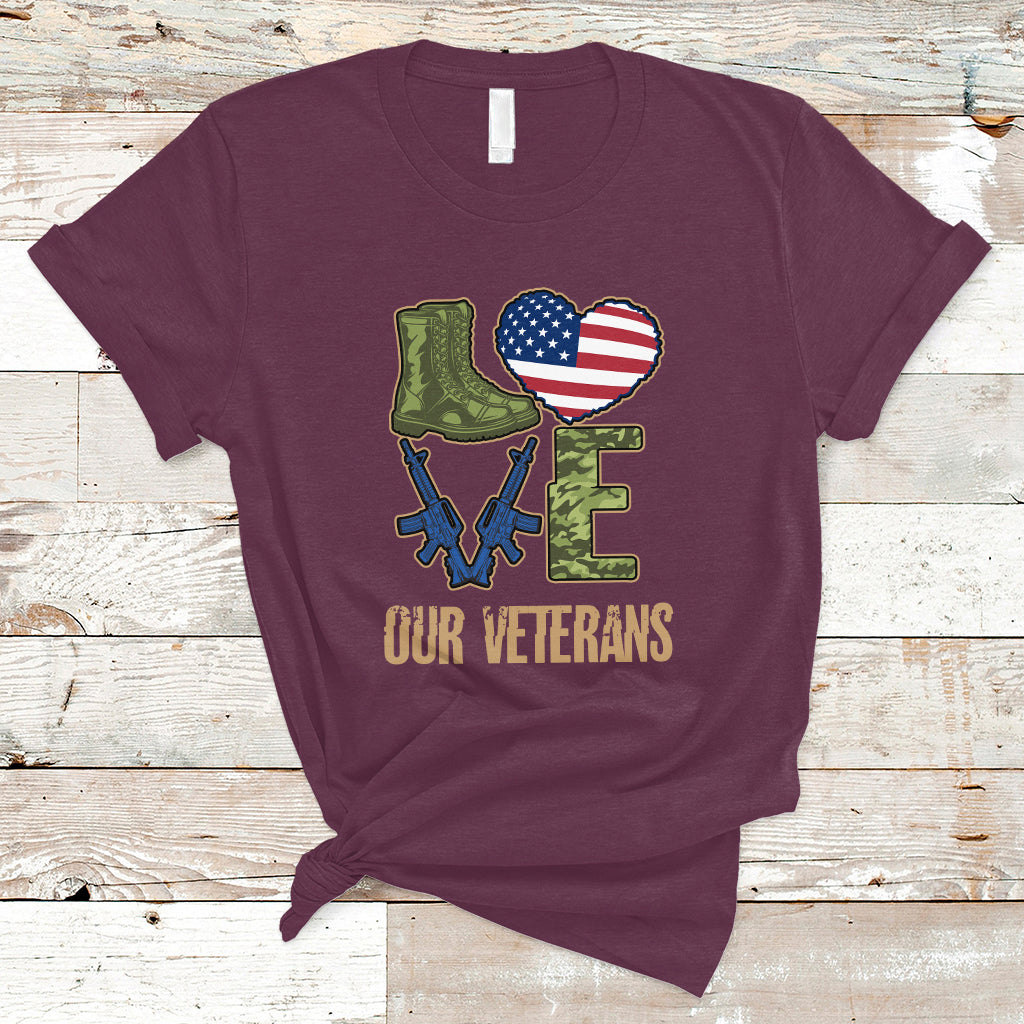 Veterans Day T Shirt I Love Our Veterans - Wonder Print Shop