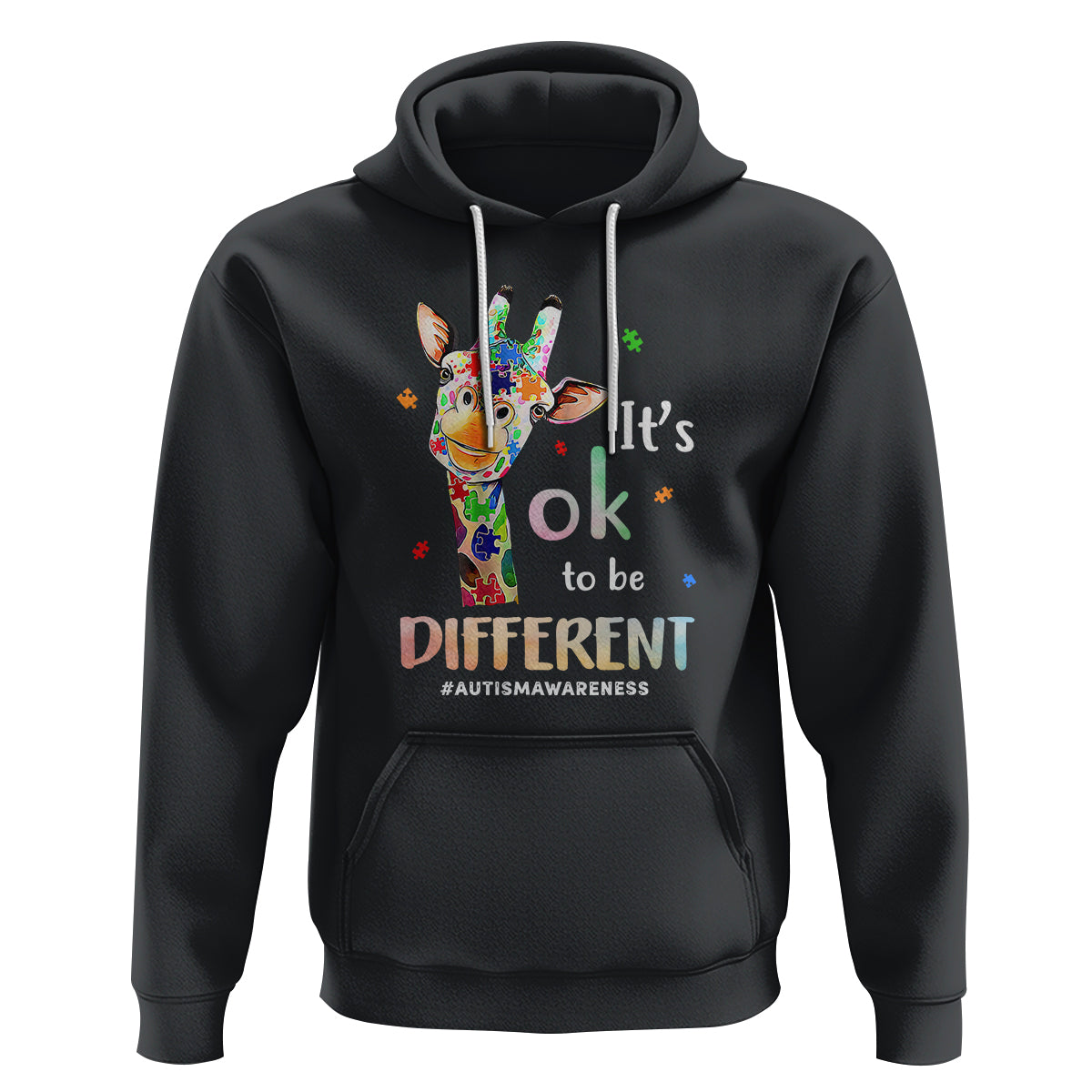 Giraffe Autism Hoodie It's Ok To Be Different Jigsaw Puzzle - Wonder Print Shop