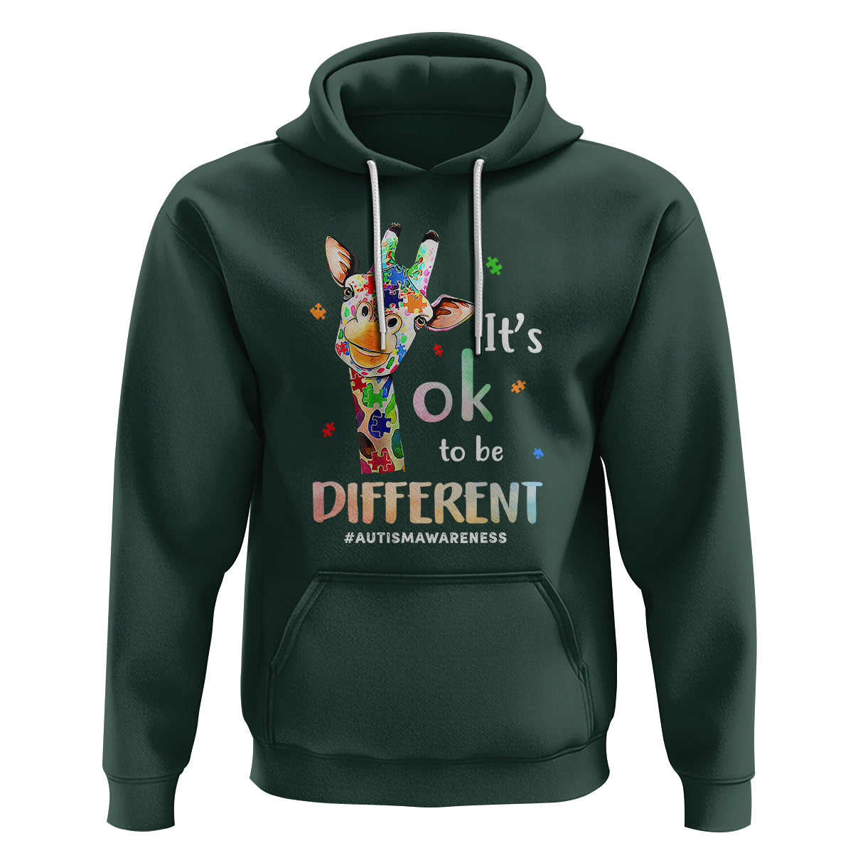 Giraffe Autism Hoodie It's Ok To Be Different Jigsaw Puzzle - Wonder Print Shop