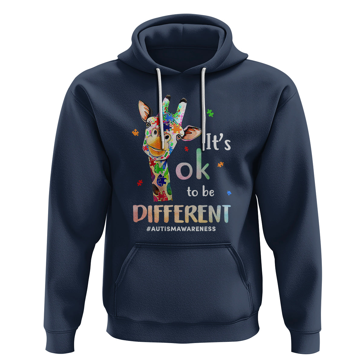 Giraffe Autism Hoodie It's Ok To Be Different Jigsaw Puzzle - Wonder Print Shop