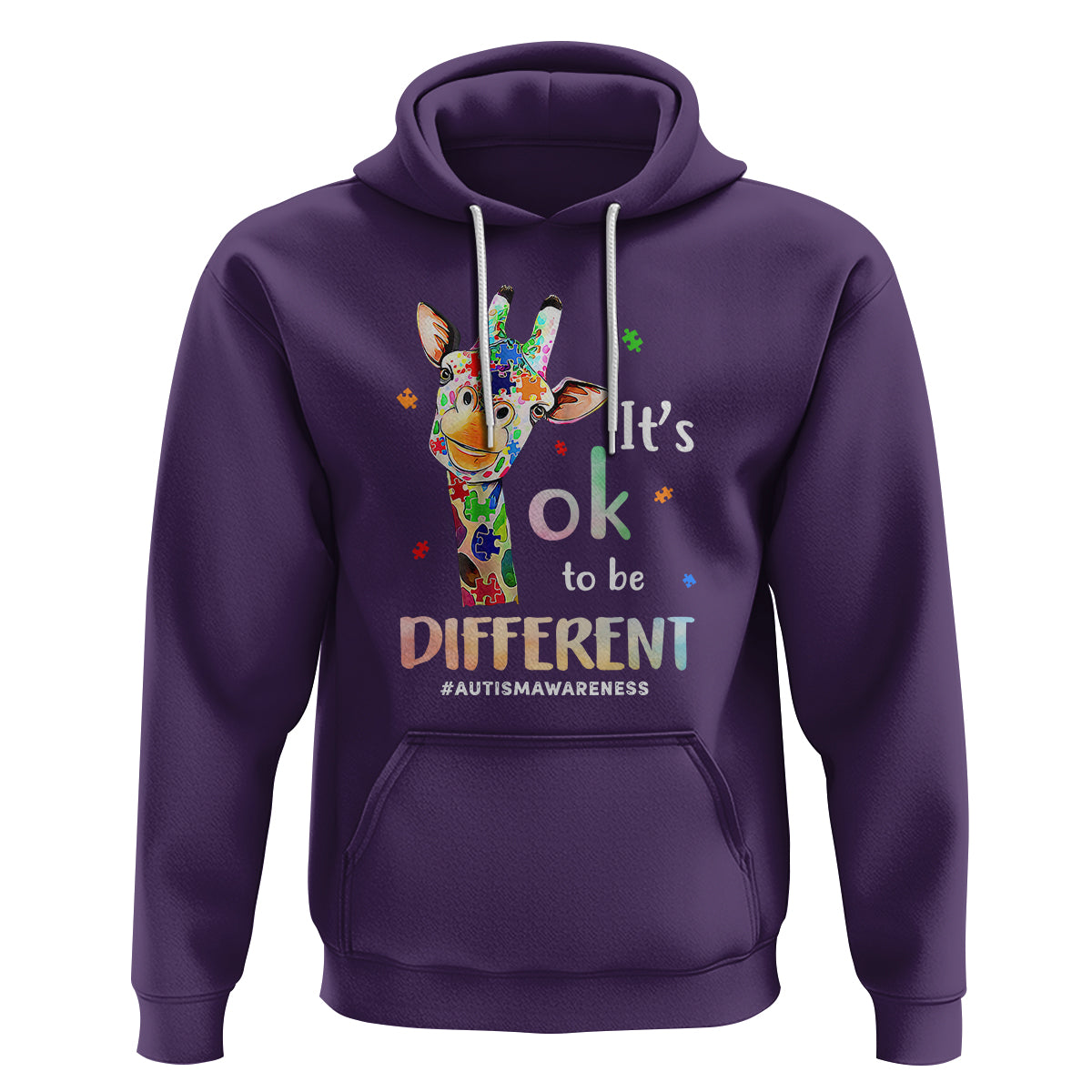 Giraffe Autism Hoodie It's Ok To Be Different Jigsaw Puzzle - Wonder Print Shop