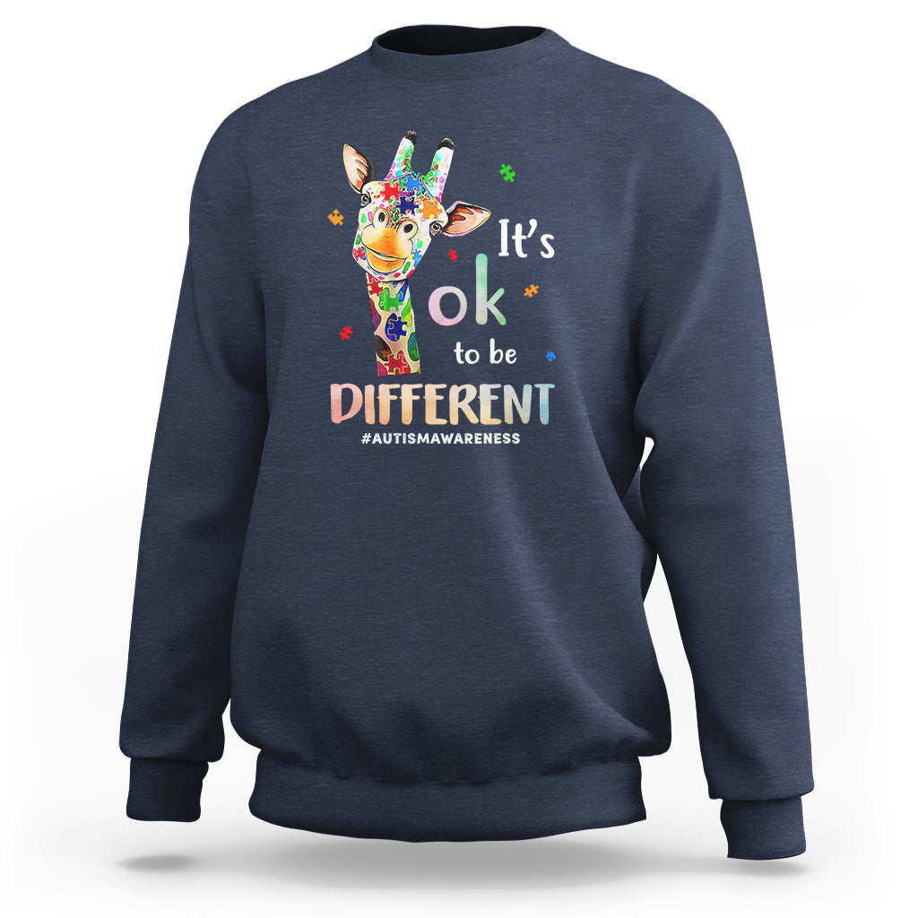 Giraffe Autism Sweatshirt It's Ok To Be Different Jigsaw Puzzle - Wonder Print Shop