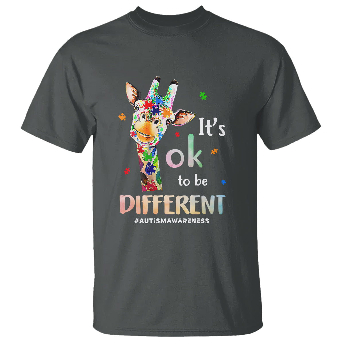 Giraffe Autism T Shirt It's Ok To Be Different Jigsaw Puzzle - Wonder Print Shop