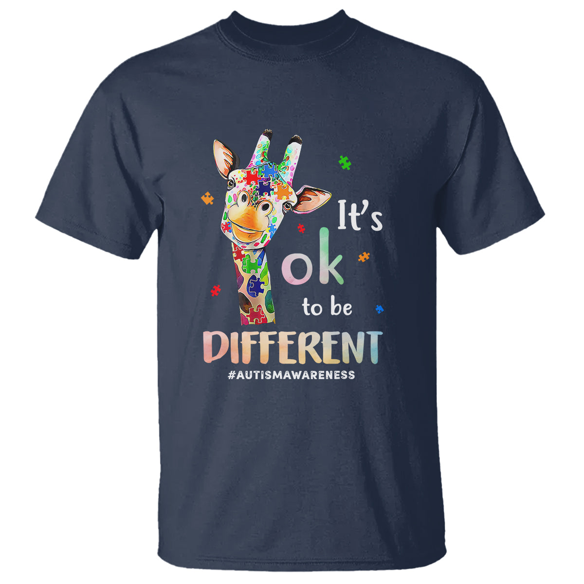 Giraffe Autism T Shirt It's Ok To Be Different Jigsaw Puzzle - Wonder Print Shop