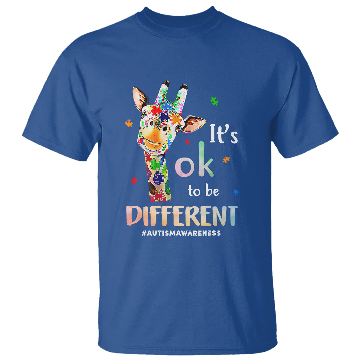 Giraffe Autism T Shirt It's Ok To Be Different Jigsaw Puzzle - Wonder Print Shop