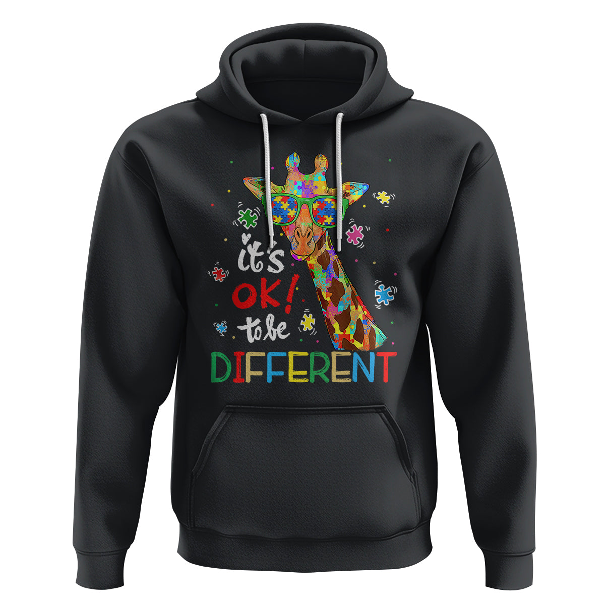 Giraffe Autism Hoodie It's Ok To Be Different - Wonder Print Shop